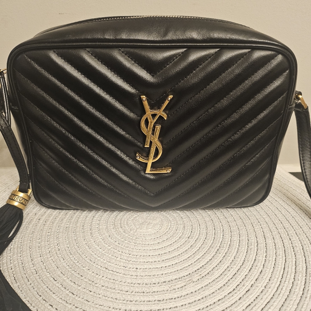 🖤 Saint Laurent YSL Lou Camera Bag Black Chevron Calfskin - Picture 3 of 12